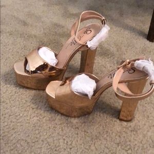 Gold platform heels